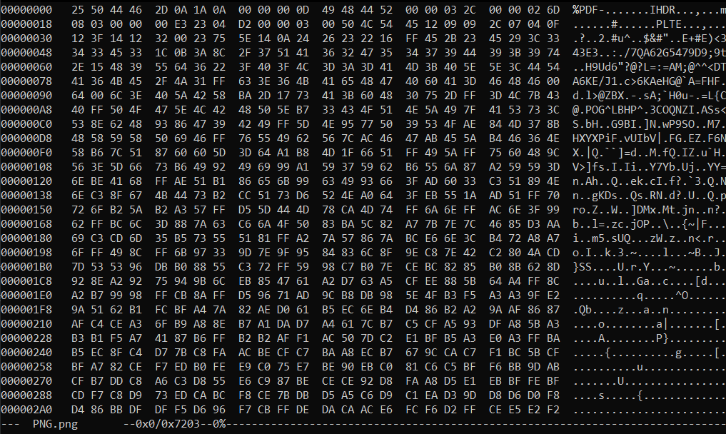 hexedit command output